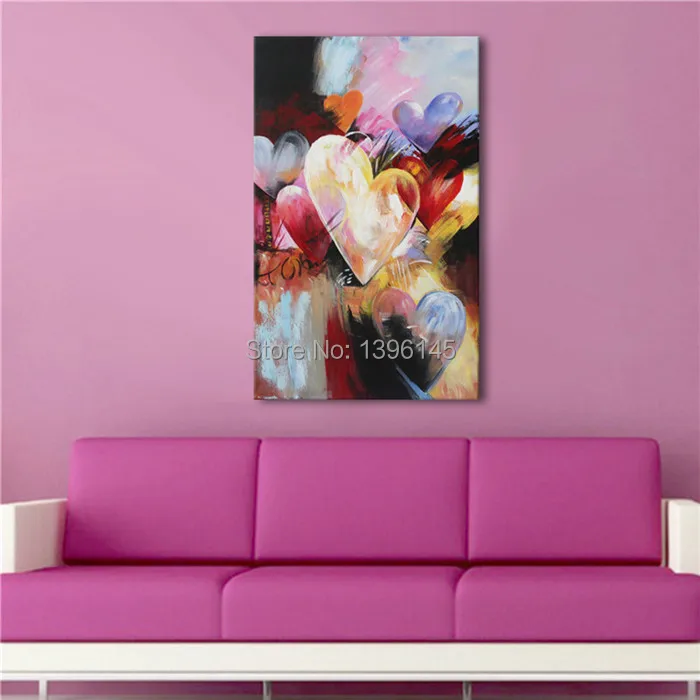 Hot Design Handpainted Heart Shape Oil Painting Gift for Girl or Boy Friend wall pictures for home decoration Free shipping
