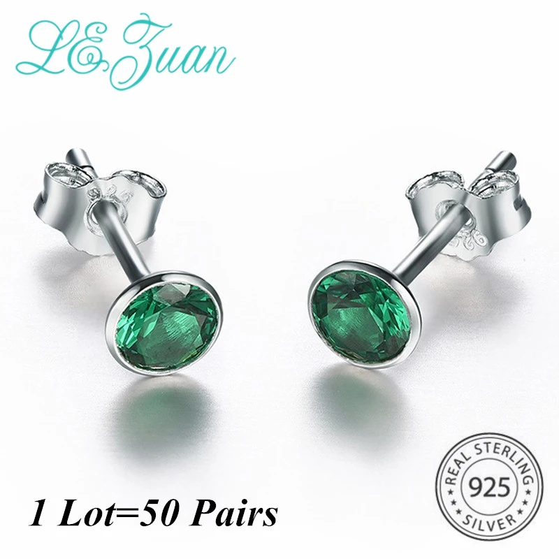 L & zuan серьги гвоздики из стерлингового серебра 925 пробы для женщин 0.8ct с зеленым