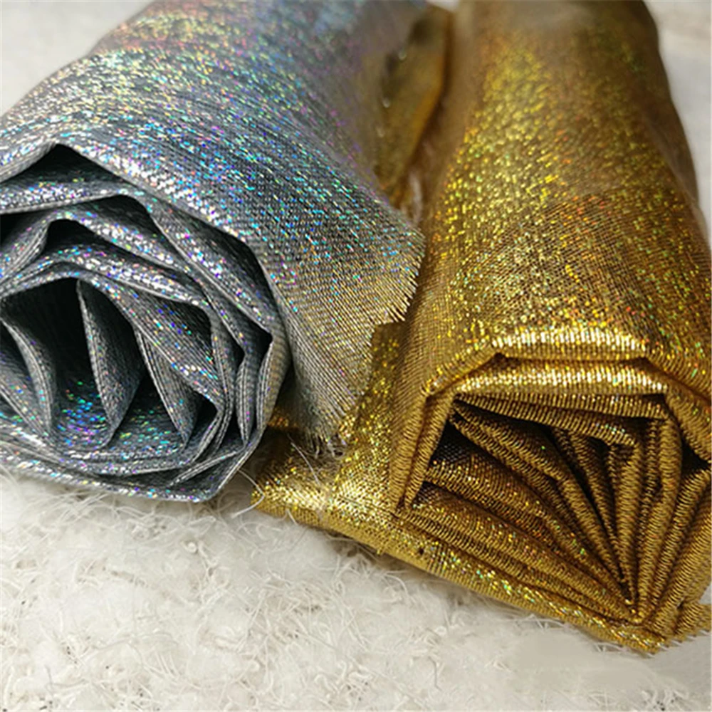 

PanlongHome 1Meter/lot Laser Yarn High-gloss Fabric Colorful Symphony Fabric Stage Costumes DIY European Yarn Mesh Fabric