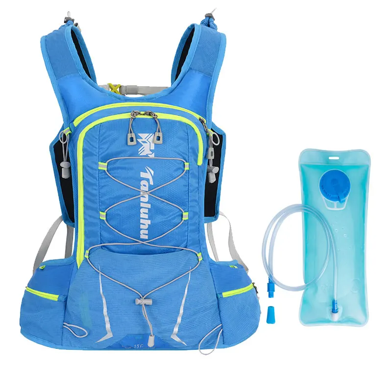 Outdoor 2L Water Bag Mountaineering Riding Bag Running Backpack Male Cross Country Riding Shoulder Bag Water Bladder Container - Цвет: Blue and water bag