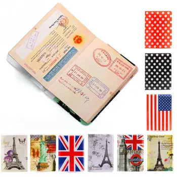 

10 Styles National Flag Eiffel Tower Passport Cover Card ID Holders PVC Document Folder Travel Passport Package 14x9.6cm