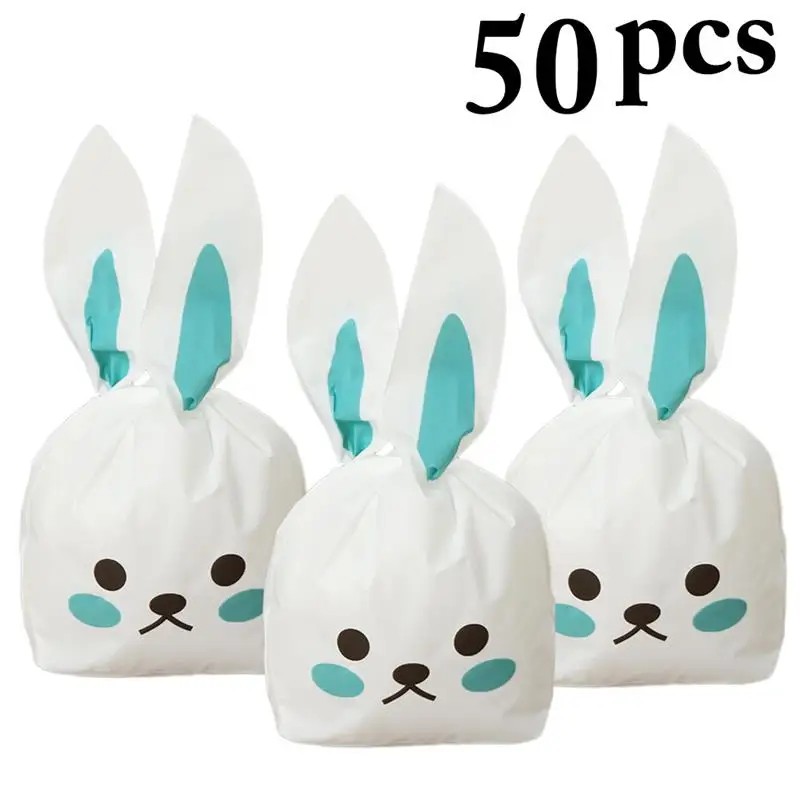  50pcs Cute Long Bunny Rabbit Ears Gift Bag Easter Candy Gift Set Plastic Party Favors Cookie Snack  - 32860358922