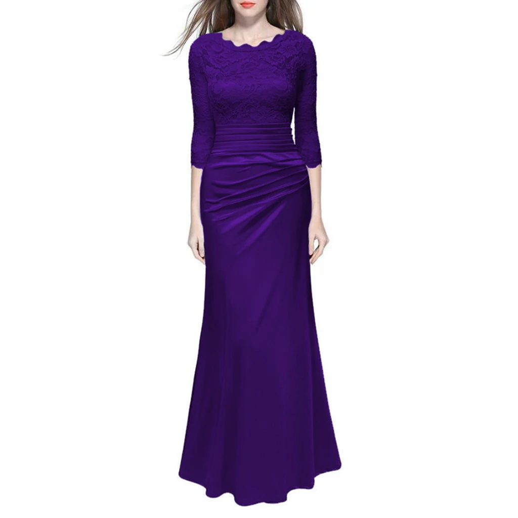 

New Autumn Vintage Dress Sexy Women Elegant Long Party Dress Full Sleeve Lace Maxi Dress Bodycon Dresses Evening Maxi Vestidos