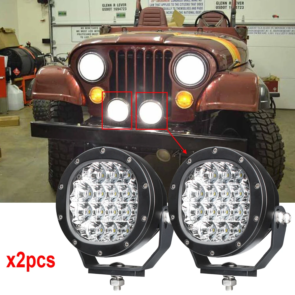 

2PCS x 5inch 80W Led Work Light Off Road Truck Bumper Driving Light For Ford F150 Round Led driving lights 80W Free shipping