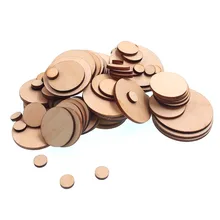 

RayLineDo About 100pcs Round Shaped Five Sizes Wooden Buttons Chips 10-50MM Whitout Holes for Crafting and Decoration