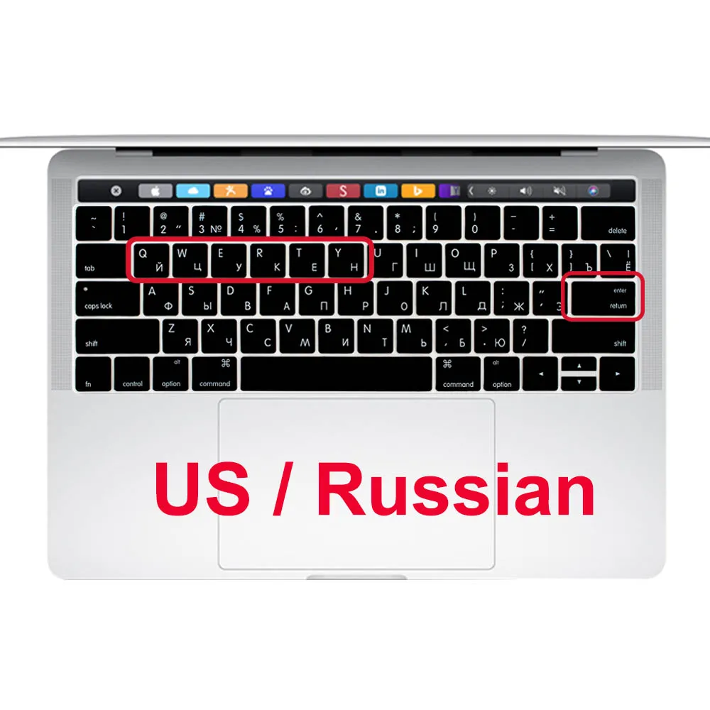 

Russian Layout Keyboard Cover Silicone Skin For New Macbook Pro 13 15inch with Touch bar A1706 A1707 - US Enter