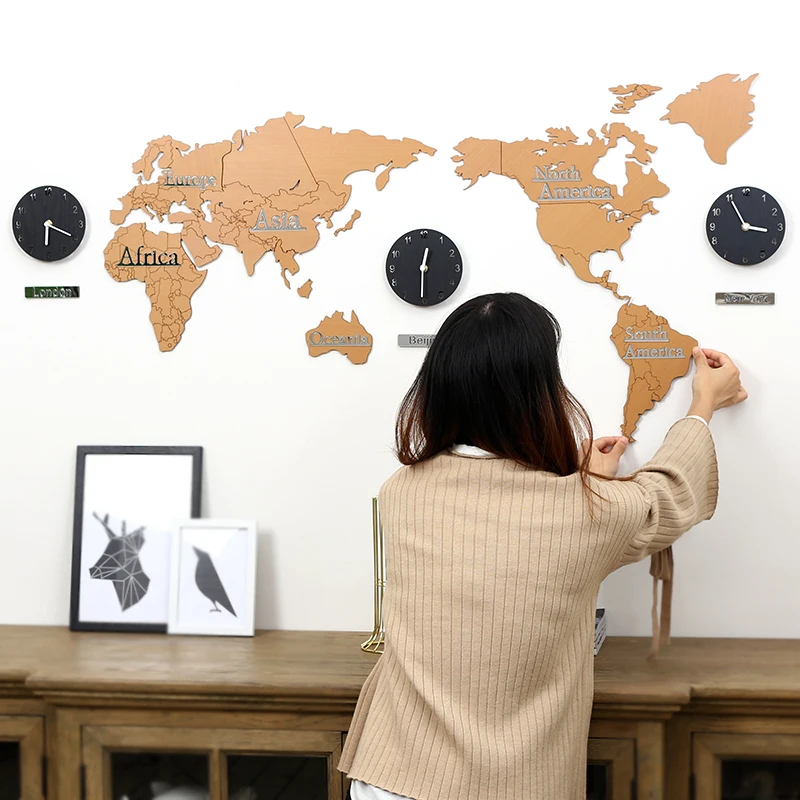 Карта мира настенные часы современный дизайн 3D наклейки s Подвесные часы уникальные часы настенные часы домашний декор акриловая Наклейка на стену