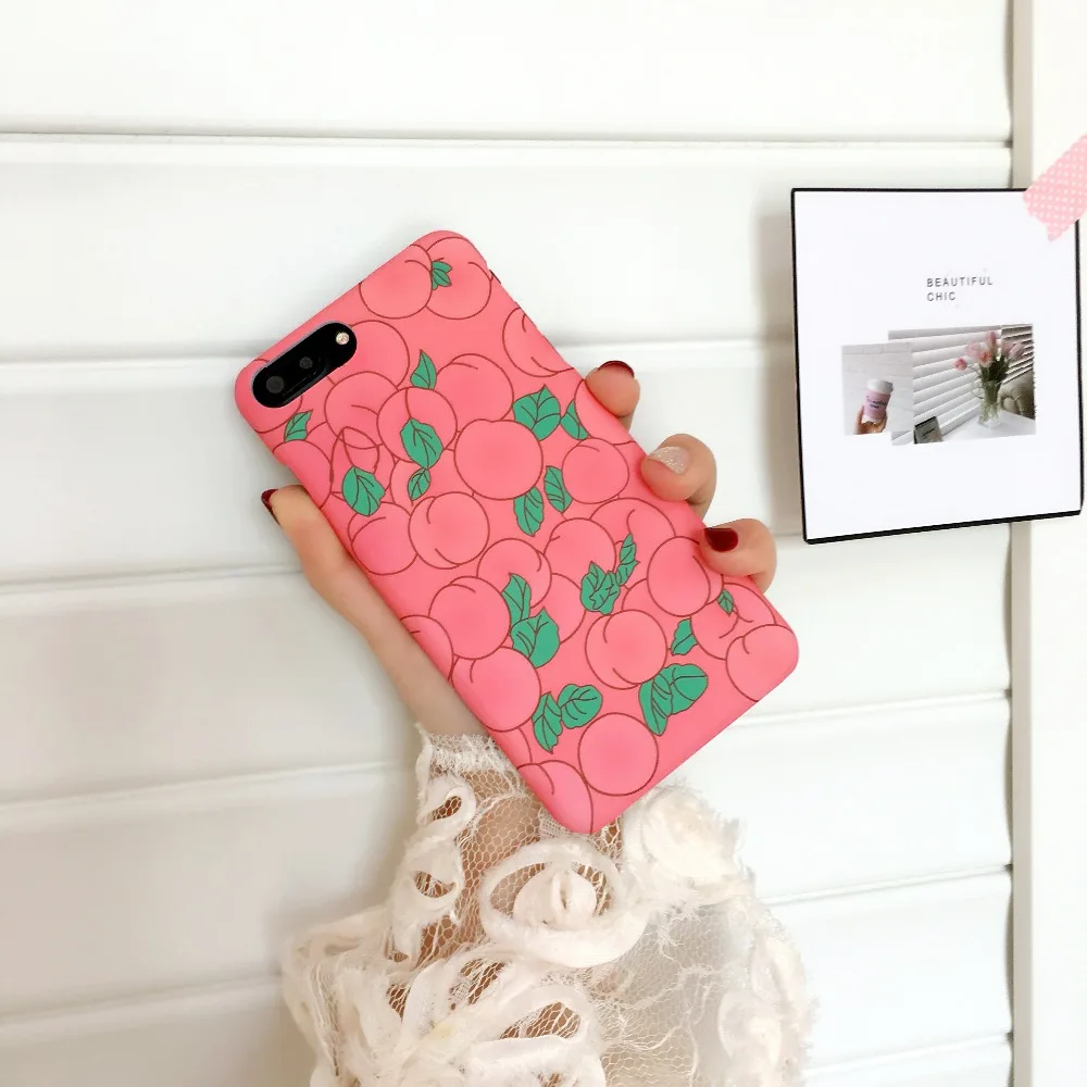 Для iphone 7 Чехол персики матовая рельеф жесткий ярко-розовый Световой чехол для 8 |