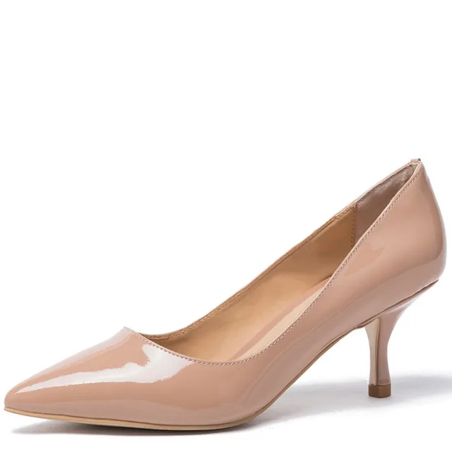 Hot sale 2017 autumn new Women Kitten Mid Heel Pump Ladies Pointed Toe