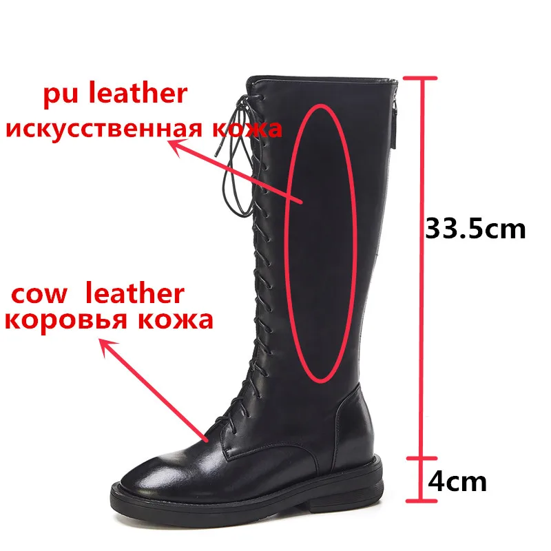 MORAZORA new arrival women knee high boots genuine leather shoes lace up punk Motorcycle Boots ladies autumn winter boots