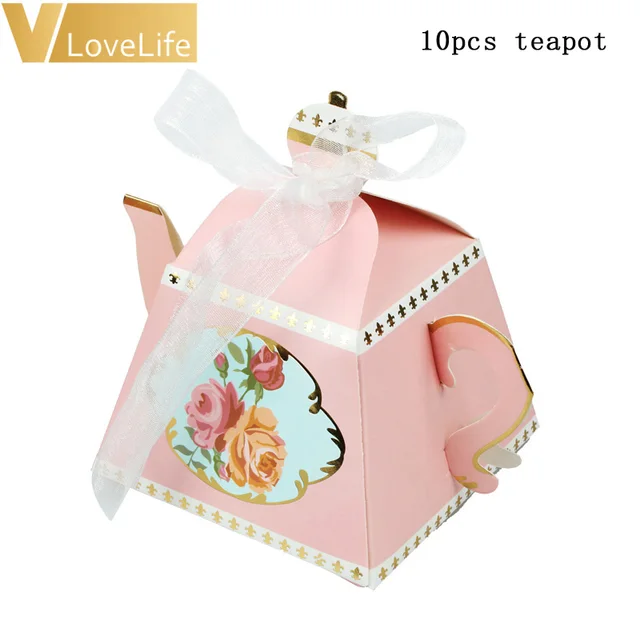 Buy 10Pcs Paper Gift Box Pink Blue Tea Cup Teapot