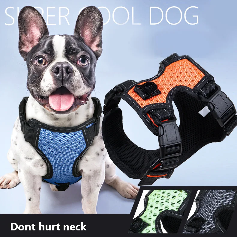 Reflective Nylon Large Big Dog Vest Harness Breathable Pitbull Golden