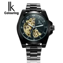 Ik relógio mecânico para agulha dupla face perspectivity recorte totalmente-máquinas automáticas mens watch