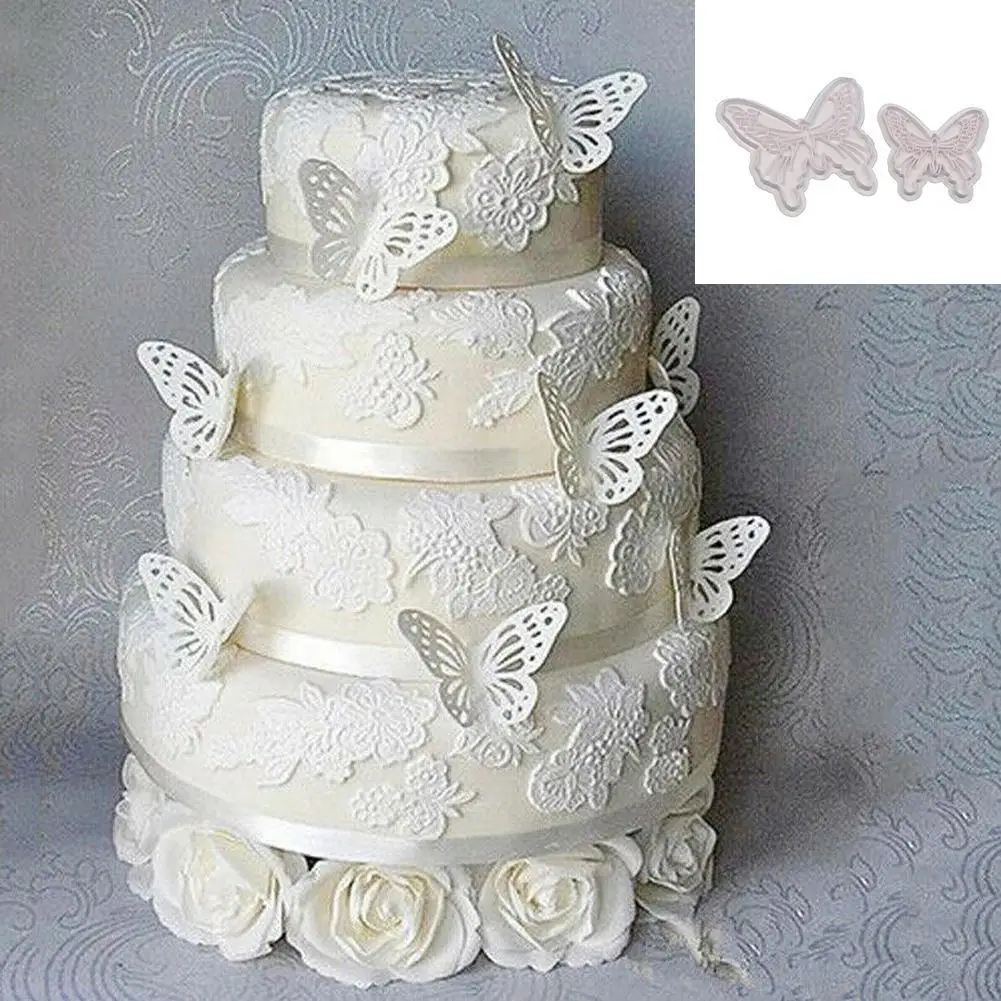 2 шт./лот бабочка Торт помадка Sugarcraft плесень печенья плунжерная форма