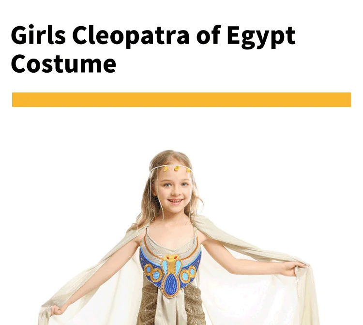 Для девочек царица Клеопатра Египта ролевая игра вечерние Хэллоуин Косплэй карнавальный костюм; нарядное платье