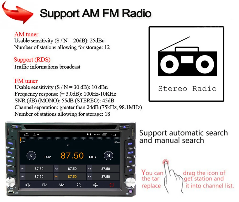 6," HD Android 9,0 автомагнитолы DVD CD MP5 видео плеер 2Din AM FM Авторадио 2G ram TF SD gps Wifi Bluetooth 45