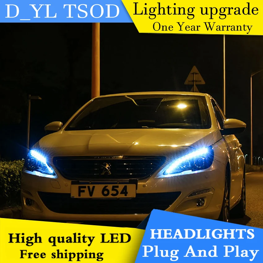 Car Styling Headlights for Peugeot 408 2014-2016 LED Headlight Head Lamp Daytime Running Light DRL Bi-Xenon HID | Автомобили и