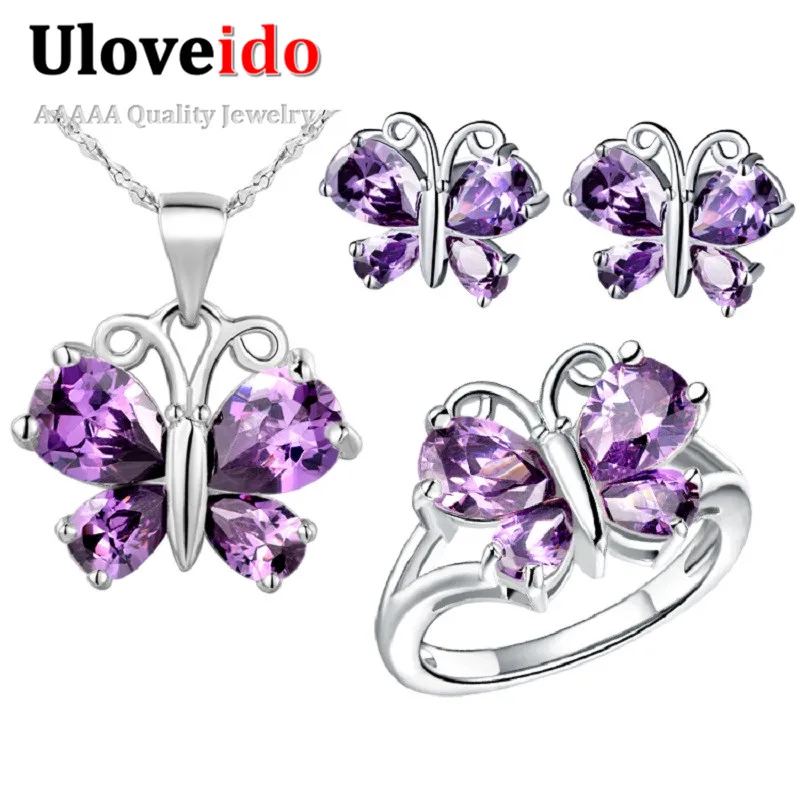 Комплект из кольца серёг и с фиолетовым кристаллом|wedding jewellery set|jewelry sets for womensilver