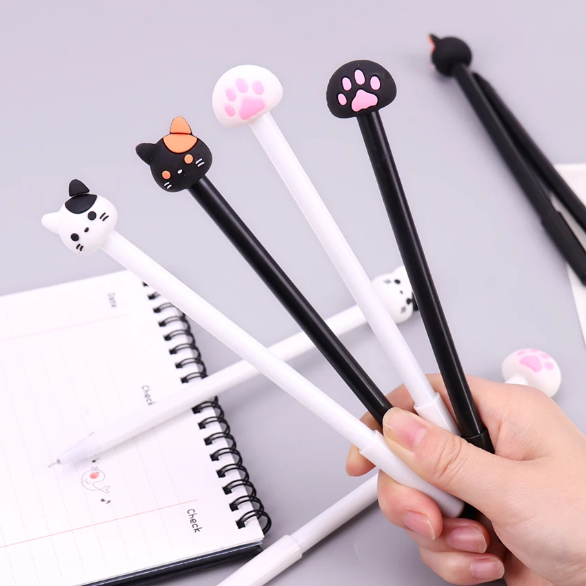 

1PC/0.5mm Full Needle Black Ink Pen Cute Cat Footprint Gel Pen Kawaii Stationery Signing Pen Office School Supplies