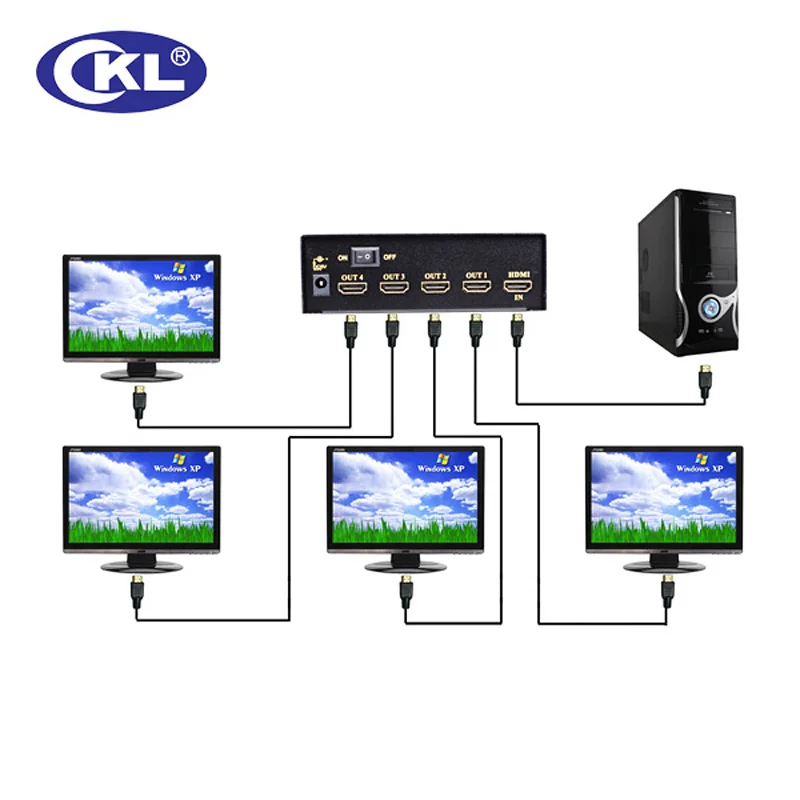 3d para Xbox Portas Hdmi Splitter 1x4 Duplicador Cascadale Suporte Cabo 1.4 v pc Monitor Projetor Hdtv Metal Hd-94 Ckl 4 - Imagem 2