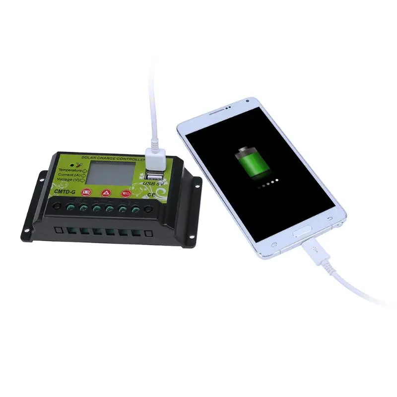 

10A/20A 12/24V LCD Solar Charge Controller with Auto Timer for Solar Panel Battery Lamp LED Lighting Overload Protector