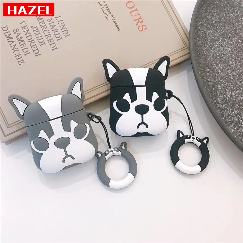

3D Cartoon Shepherd dog soft silicon Wireless Earphone Charging Cover Bag for Apple AirPods 1 2 Anti-fall Bluetooth Headset Box