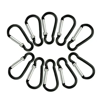 

10x Black S Carabiner Camp Snap Clip Hook Keychain Keyring Hiking Climbing Safety & Survival Z0528