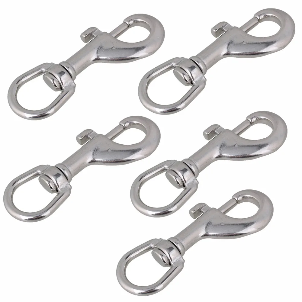 80mm Silver 304 Stainless Steel Trigger Bolt Snap Clip Hook with Swivel