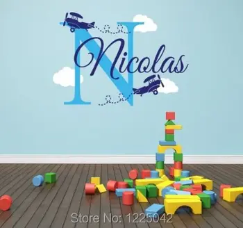 

Wall Sticker Child Decal Nursery Airplane Decoration Personalized Name & Color