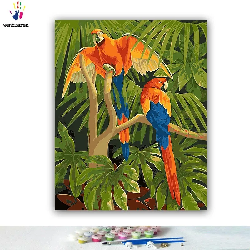 

DIY Coloring paint by numbers Standing with birds on the tree paintings by numbers with kits 40x50 framed