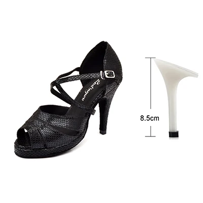 Ladingwu танцевальные туфли для сальсы женские водонепроницаемые туфли для латинских танцев на платформе женские туфли для бальных танцев Танго черные туфли из искусственной кожи со змеиным узором - Цвет: Black 8.5cm