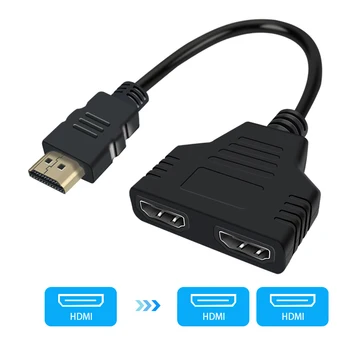 

HDMI Splitter Cable 1 Male To Dual HDMI 2 Female Y Splitter Adapter in HDMI HD LED LCD TV 30cm 1 In 2 Splitter Adapter Converter