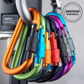 

2PCS Tactical Molle Backpack Carabiner Survival Lockable Climbing Outdoor EDC Keyring Camping Paracord Hanging Bottle Hook