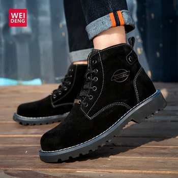 

WeiDeng Man Canvas Shoe Thick Bottom Lace Up Comfortable Women Martin Boots Ankle Snow Work 2019 Spring Summer Increased