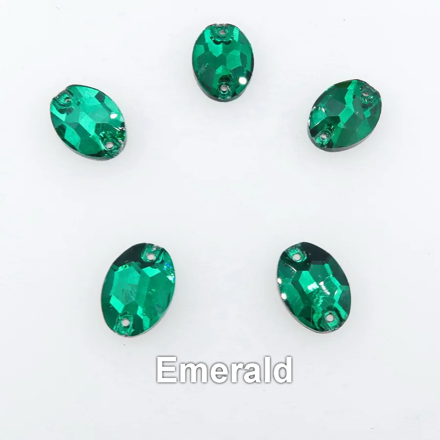Овальная форма, плоская задняя часть, с двумя отверстиями, стеклянный кристалл, 6 размеров, пришитые стразы, бусины, свадебная обувь, сумки, аксессуары для украшения своими руками - Цвет: A12 Emerald