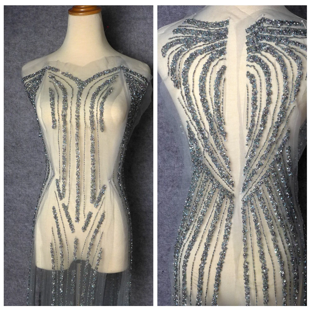 

New fashion large patch 5piece/set handmade beaded lace trim dress/Clothes/Events dress accessories 130cm long