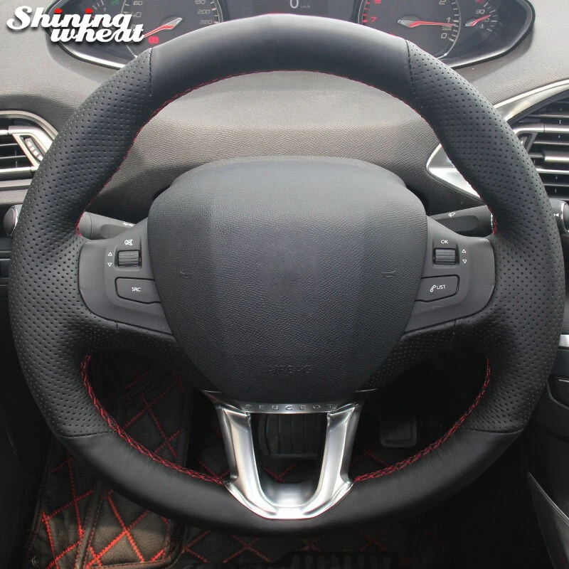 Shining wheat Black Artificial leather Car Steering Wheel Cover for
