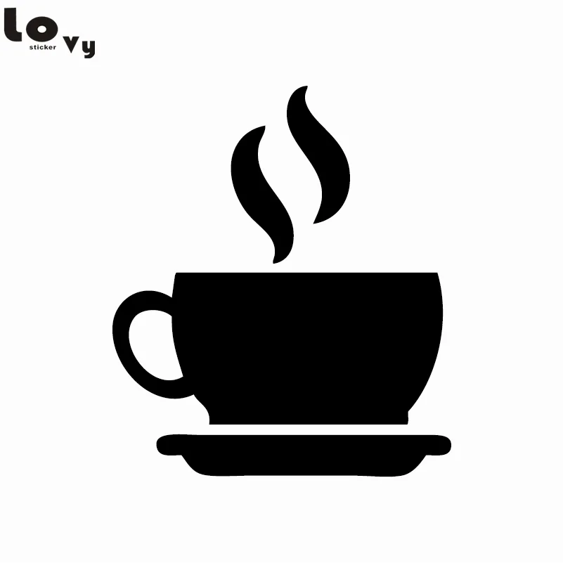 Creative Coffee Cup Silhouette Vinyl Wall Sticker Cafe Shop Wall Decal