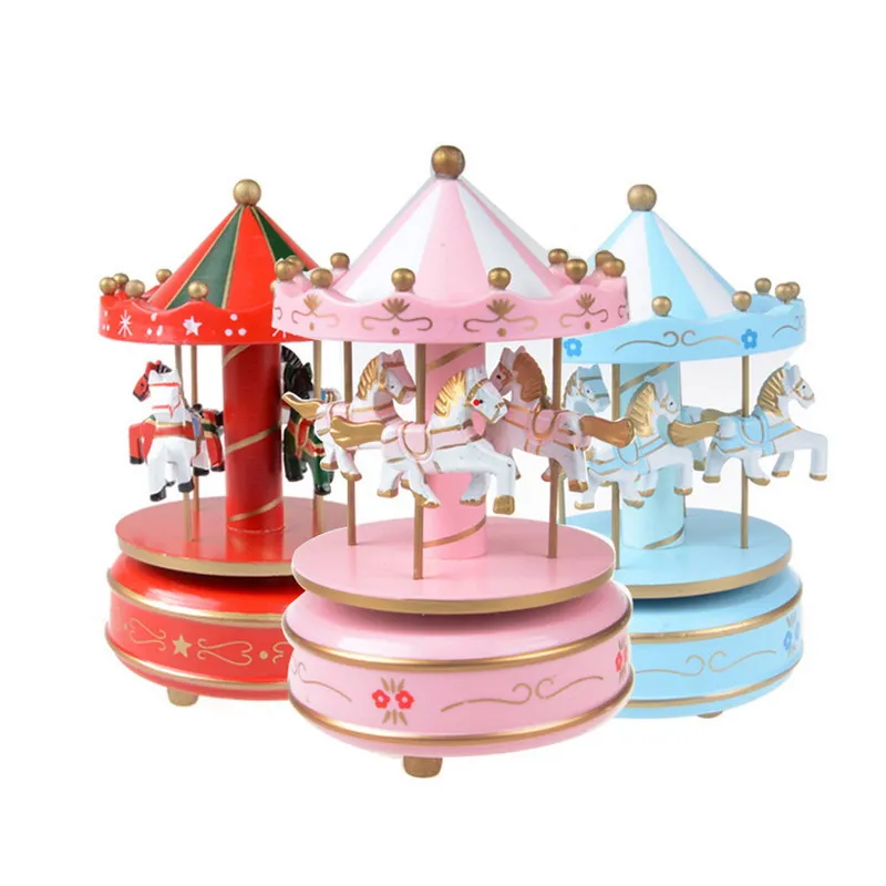 Wooden Alloy Merry Go Round font b Music b font font b Box b font Christmas