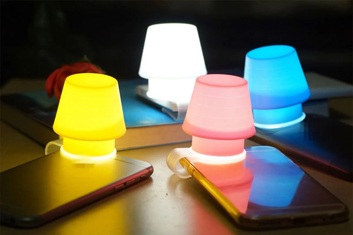 

Creative Gift Silicone Mobile Phone Bracket Night Light Lampshade Multi-function Bookmark Bedroom Bedside LED Small Table Lamp