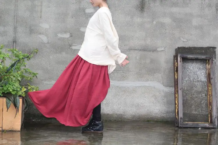 Дизайн новая осенняя Женская хлопоковая длинная юбка арт вентилятор Мори женский текстура пышная Свободная юбка D021