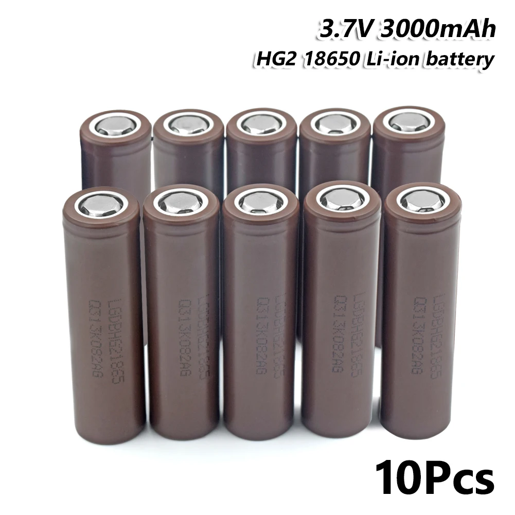 18650 аккумулятор HG2 3000mah 3,7 v литий-ионная аккумуляторная батарея для электронной сигареты фонарик 18650 литиевая батарея Макс. 20А разряда - Цвет: 10 Pieces