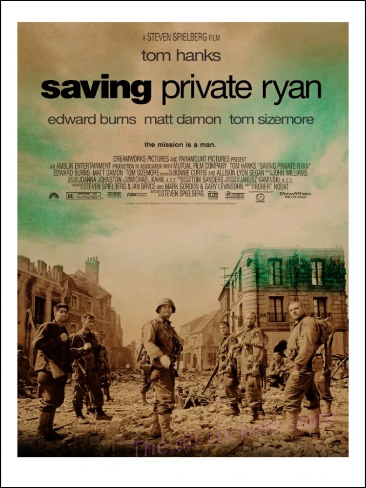 Saving Private Ryan Classic Movie Poster Bar living room decorative painting Vintage Kraft Poster Wall stickers/5061