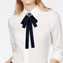 

ZHINI Luxury Brand Rhinestone Chain stripe Brooch Pin Corsage Bow Tie Necktie For Fashion Women Clothing Dress Jewelry Accessory