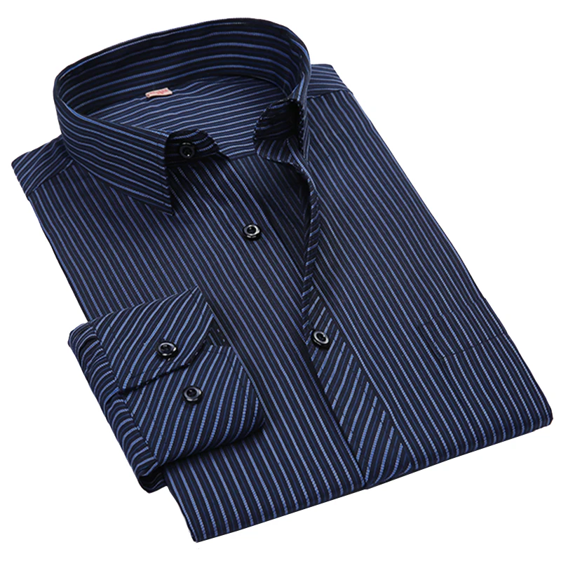 

Fashion Striped Men Dress Shirt Long Sleeve Brand Business Formal Wear Men Casual Shirts Plus Size 5XL 6XL