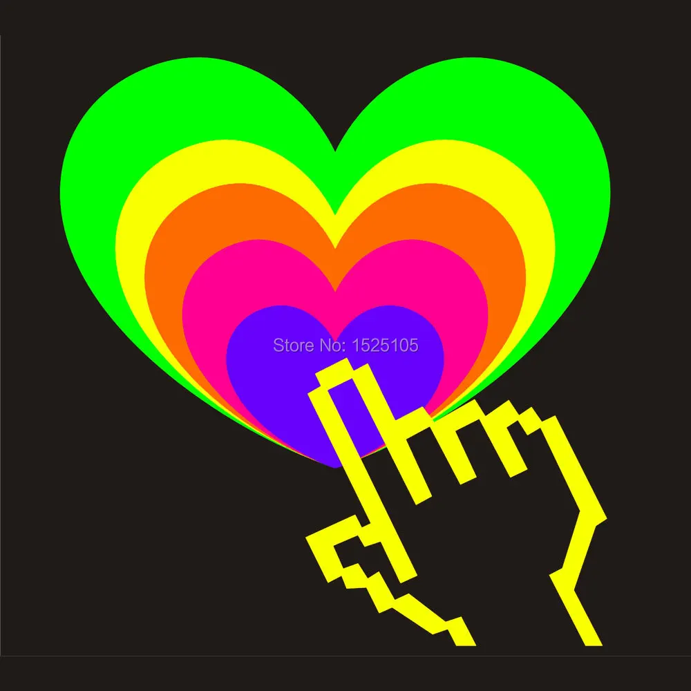 

Colorful heart design led panel for t shirt with 2pcs AAA battery inverter Without t shirt