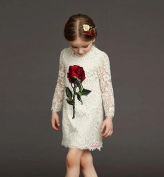 

Milan Creations Girls Lace Dress 2017 Summer Girls Dresses Kids Clothes Rose Floral Princess Dress Girls Costume Children Dress