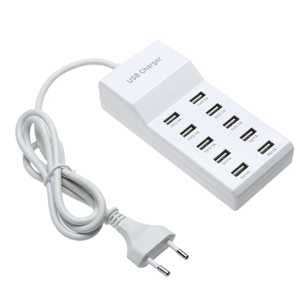 High Speed 10 Ports 5V USB Hub AC Charger Strip Adapter Portable USB Power Adapter for Home Office Travel EU/US Plug