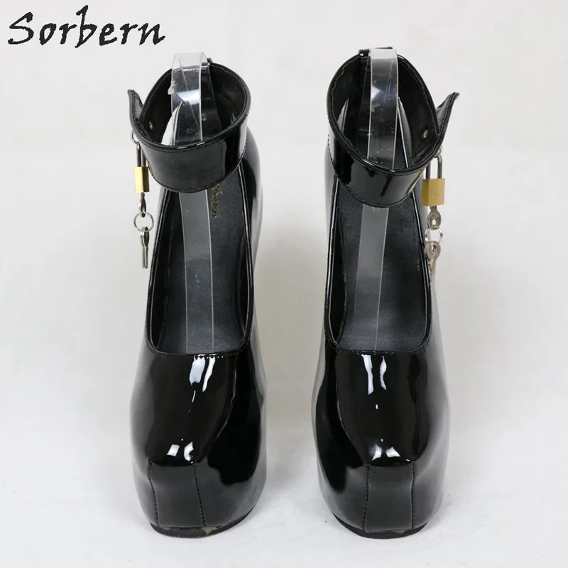 Sorbern/пикантные туфли-лодочки на платформе с ремешком на щиколотке; туфли-лодочки на платформе с замочком и ремешком на замке; лакированные черные туфли; Новинка; женская обувь