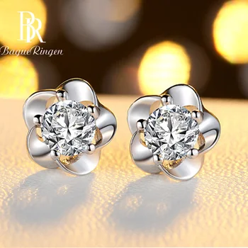 

Begua Ringen Fashion 925 Sterling Silver Zircon shaped of Blossom Earrings For Women student Wholesale Party Wedding Gifts